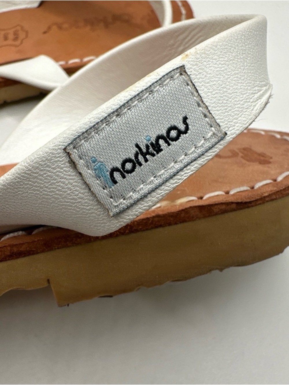 Norkinas Women’s White Slingback Leather Spain Sandals - Picture 9 of 12